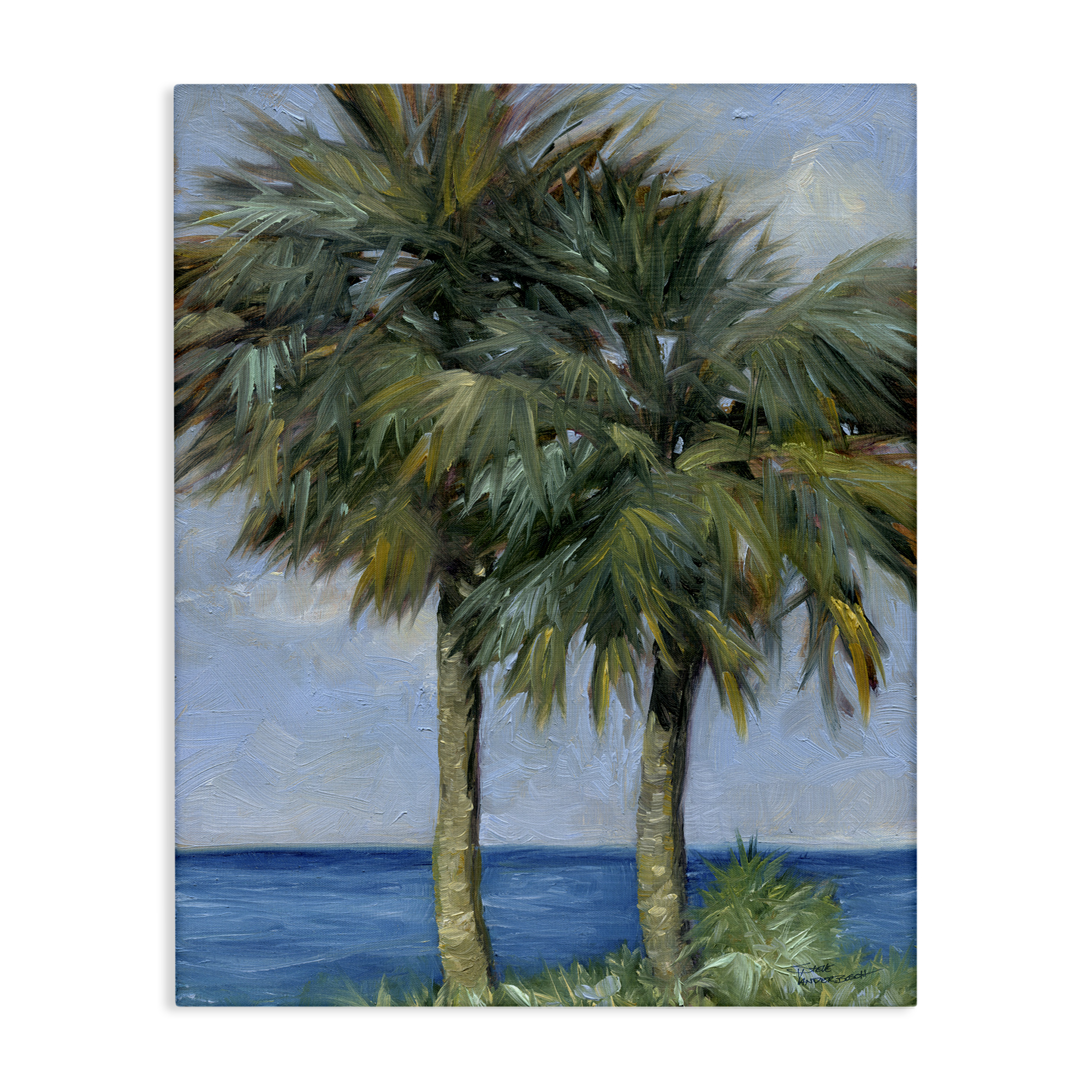 Stupell Industries Full Brushed Palms Landscape Painting Gallery Wrapped Canvas Art Print Wall Art, 30 x 40