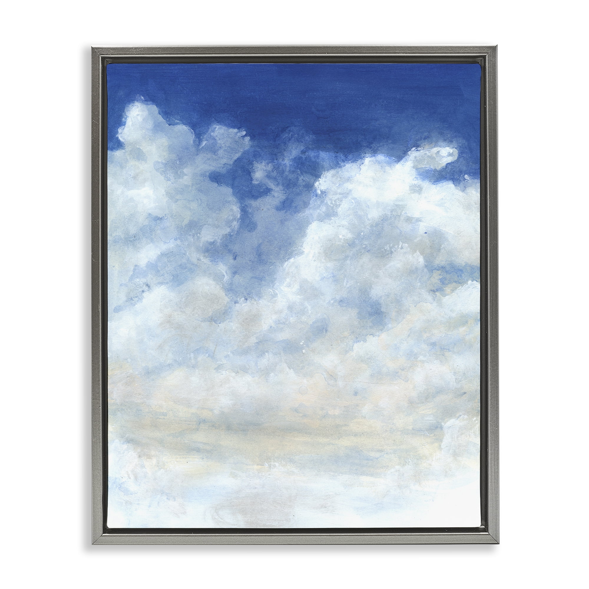 Stupell Industries Full Clouds in Blue Sky Landscape & Nature Painting Gray Floater Framed Canvas Art Print Wall Art, 25 x 31