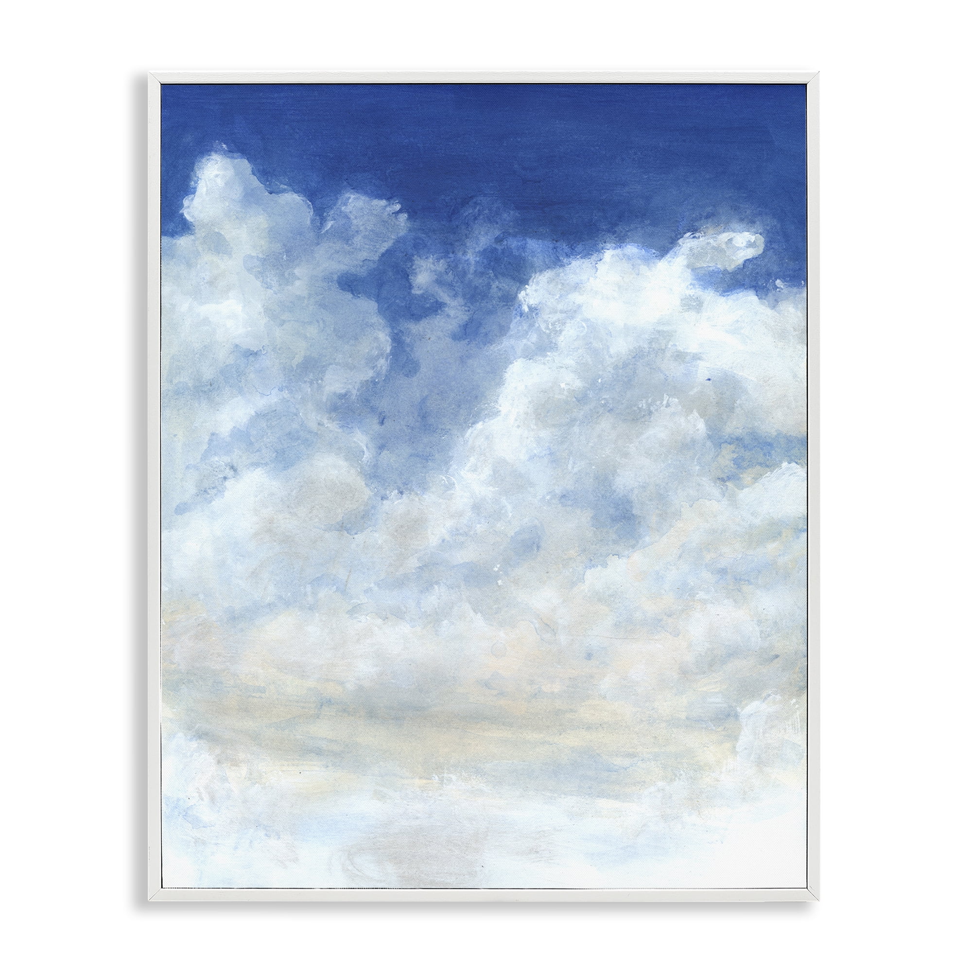 Stupell Industries Full Clouds in Blue Sky Landscape & Nature Painting White Framed Art Print Wall Art, 16 x 20