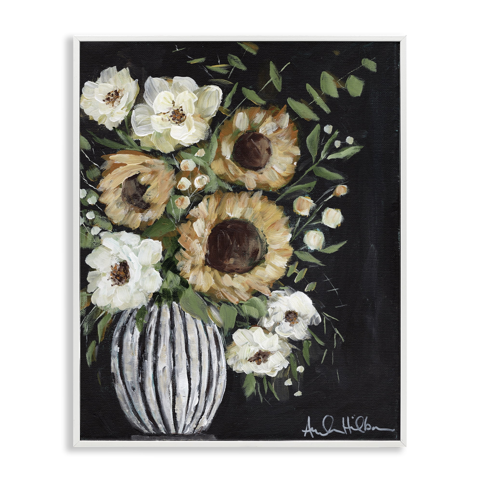 Stupell Industries Full Country Bouquet Botanical & Floral Painting White Framed Art Print Wall Art, 24 x 30