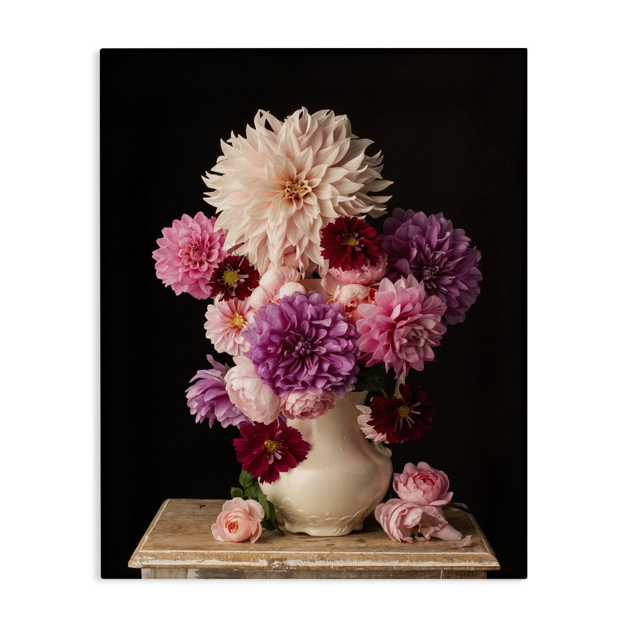 Stupell Industries Full Dahlias Bouquet Plants & Flowers Photography Wrapped Canvas Art Print Wall Art, 16 x 20
