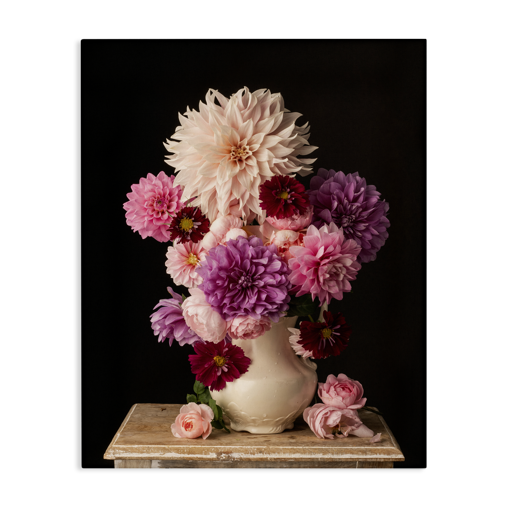 Stupell Industries Full Dahlias Bouquet Plants & Flowers Photography Wrapped Canvas Art Print Wall Art, 24 x 30