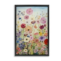 Stupell Industries Full Floral Garden Botanical & Floral Painting Black Floater Framed Art Print Wall Art, 17 x 25