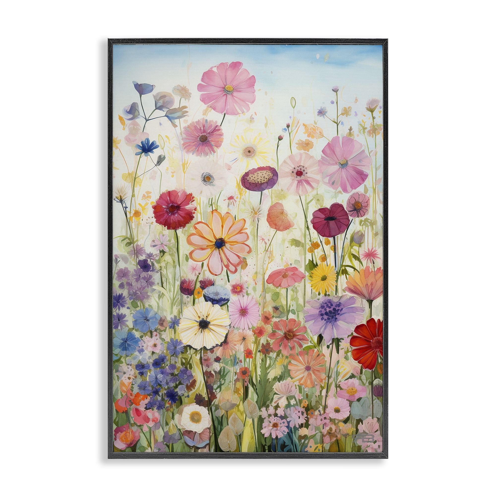 Stupell Industries Full Floral Garden Botanical & Floral Painting Black Framed Art Print Wall Art, 12 x 18