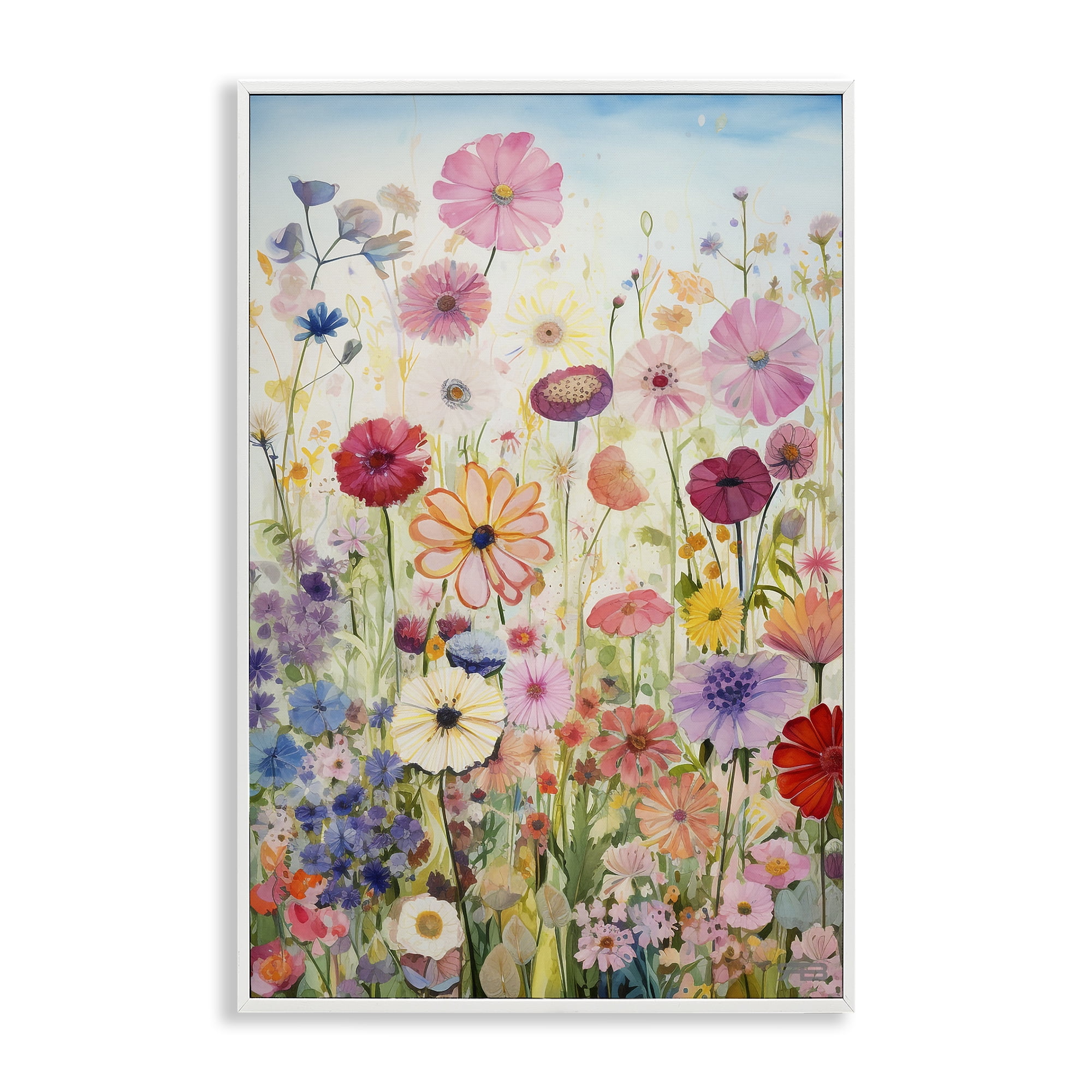 Stupell Industries Full Floral Garden Botanical & Floral Painting White Framed Art Print Wall Art, 16 x 24