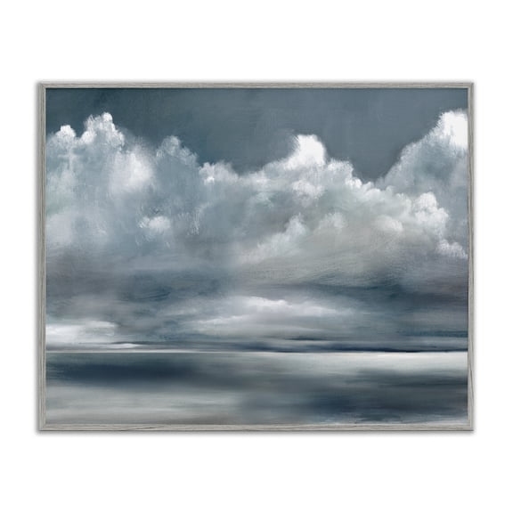 Stupell Industries Full Grey Storm Clouds Landscape & Nature Painting Gray Framed Art Print Wall Art, 14 x 11