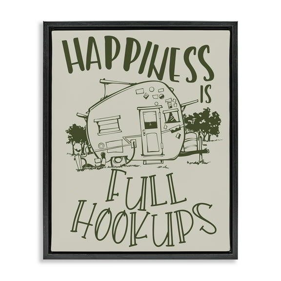 Stupell Industries Full Hookups Camping Landscape Painting Black Floater Framed Art Print Wall Art, 17 x 21