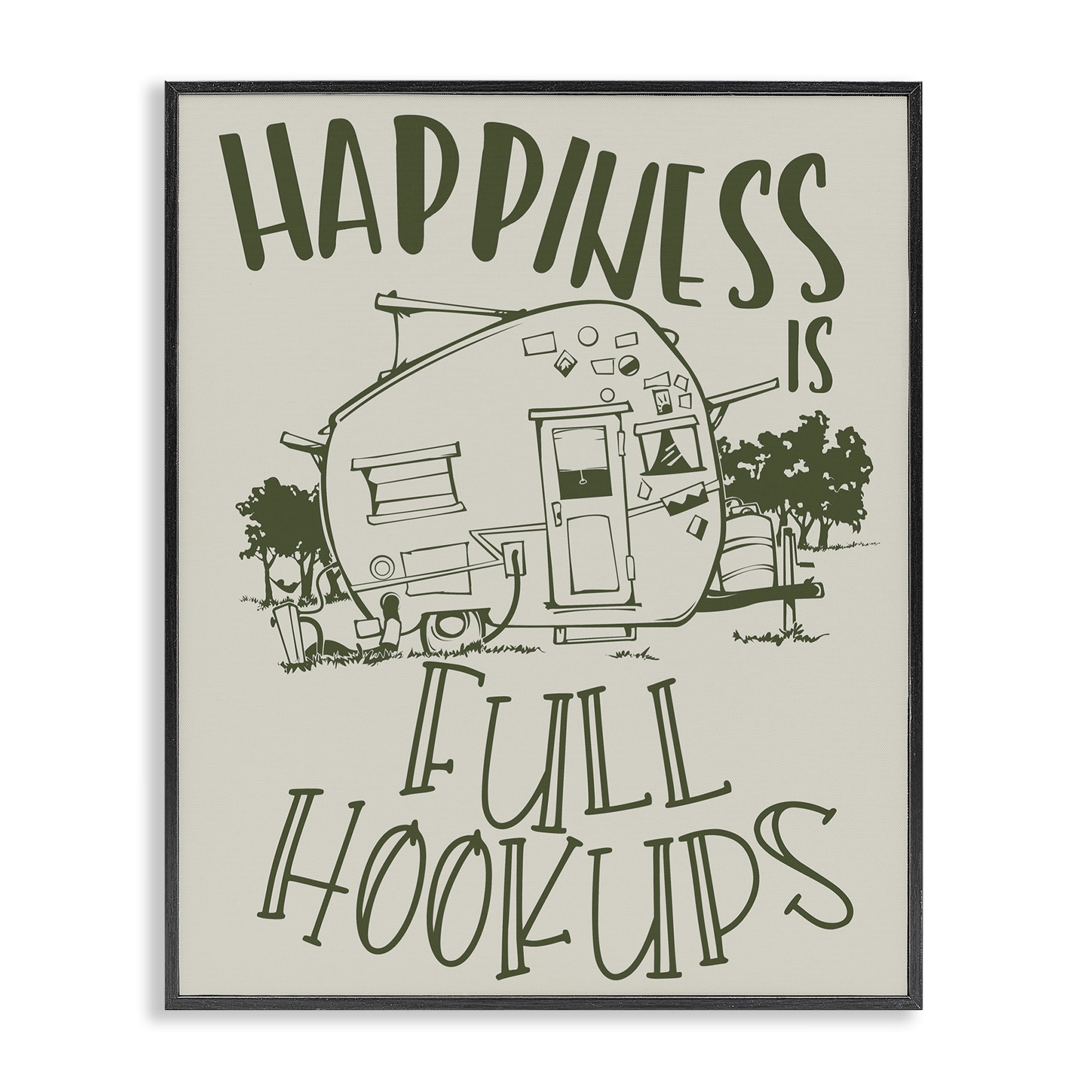 Stupell Industries Full Hookups Camping Landscape Painting Black Framed Art Print Wall Art, 16 x 20