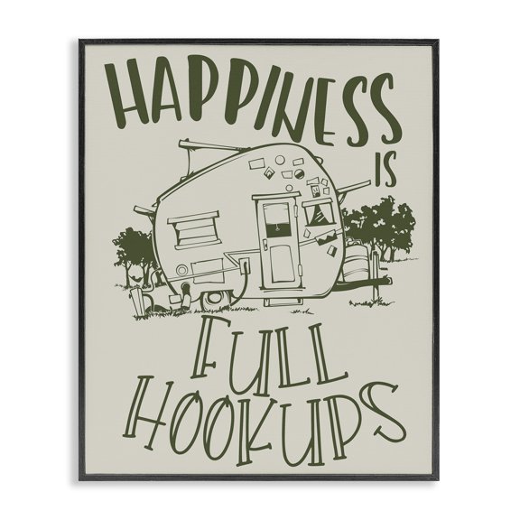 Stupell Industries Full Hookups Camping Landscape Painting Black Framed Art Print Wall Art, 16 x 20