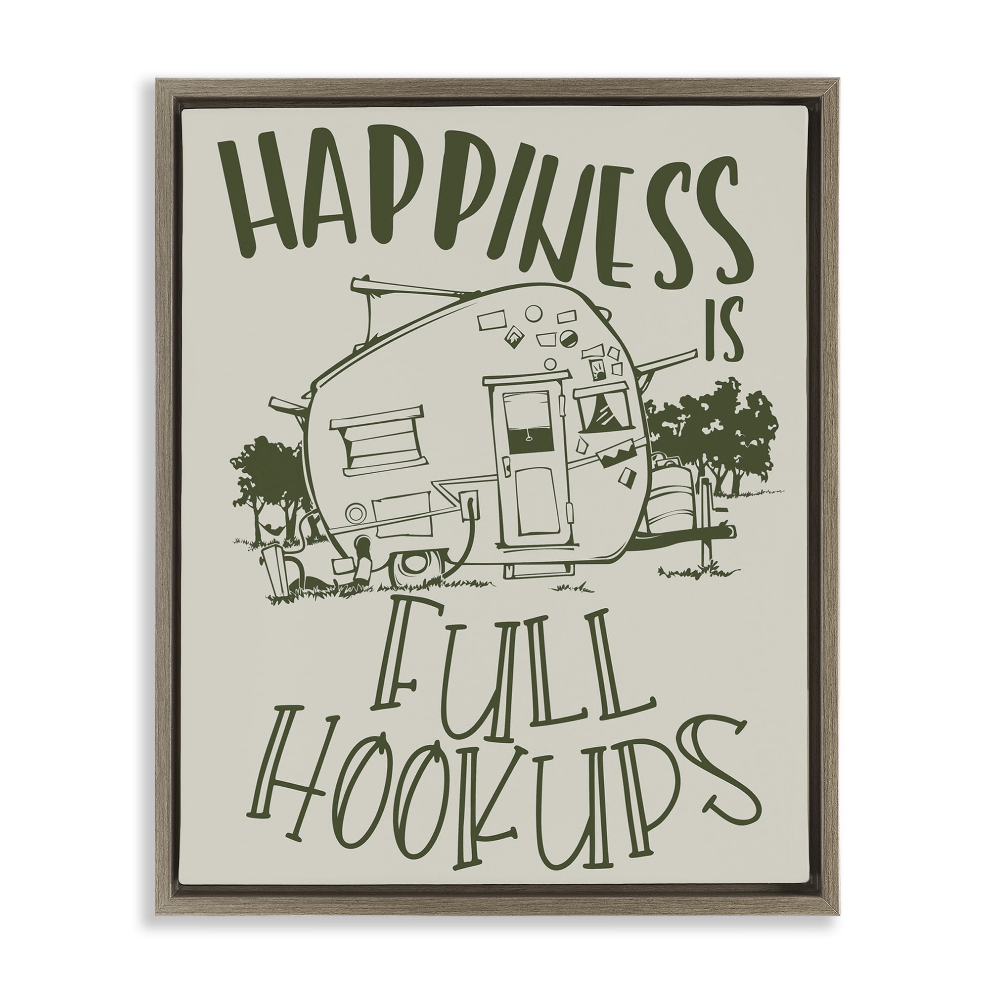 Stupell Industries Full Hookups Camping Landscape Painting Brown Floater Framed Art Print Wall Art, 25 x 31