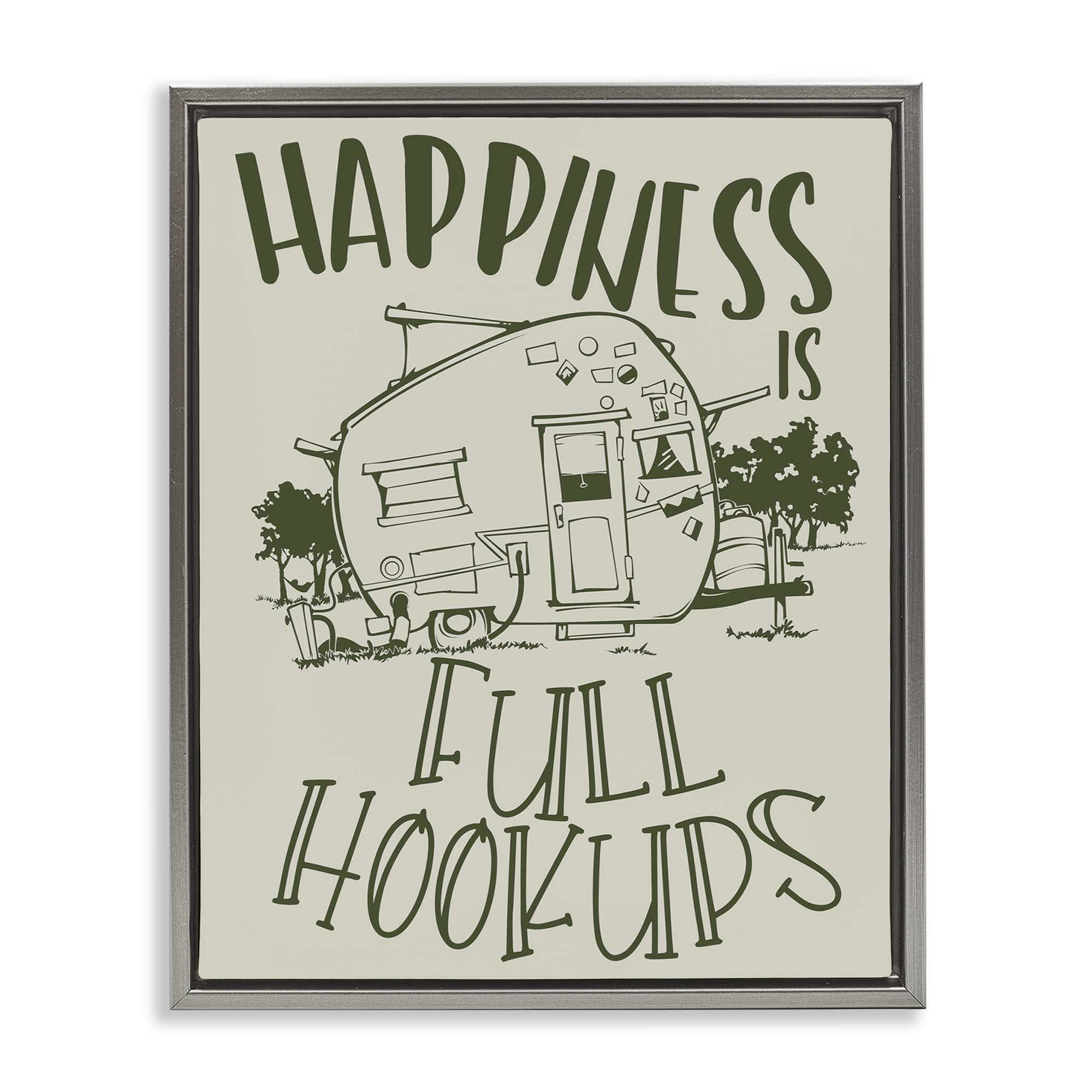 Stupell Industries Full Hookups Camping Landscape Painting Gray Floater Framed Art Print Wall Art, 25 x 31