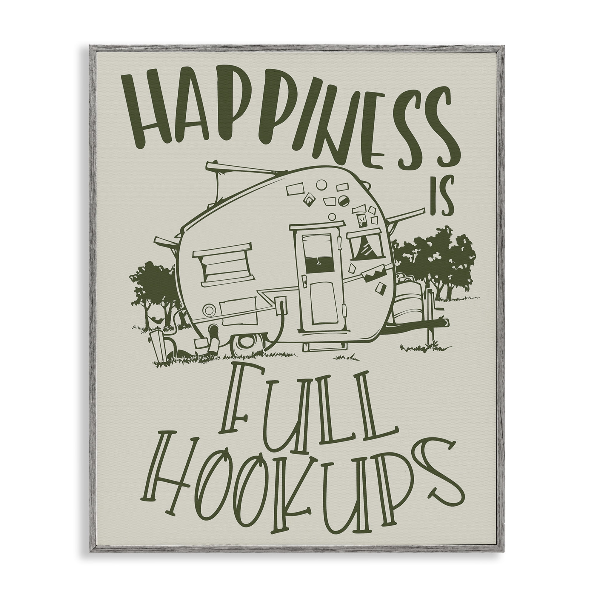 Stupell Industries Full Hookups Camping Landscape Painting Gray Framed Art Print Wall Art, 16 x 20