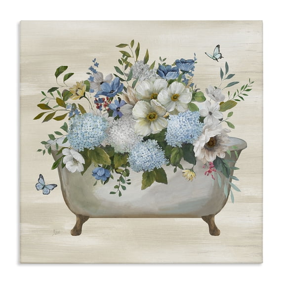 Stupell Industries French Country Full Hydrangea Bathtub Canvas Art, 17 x 17, by Nan