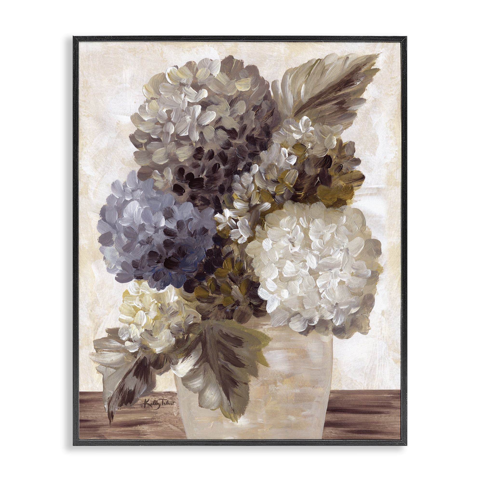 Stupell Industries Full Hydrangea Blooms Botanical & Floral Painting Black Framed Art Print Wall Art, 16 x 20