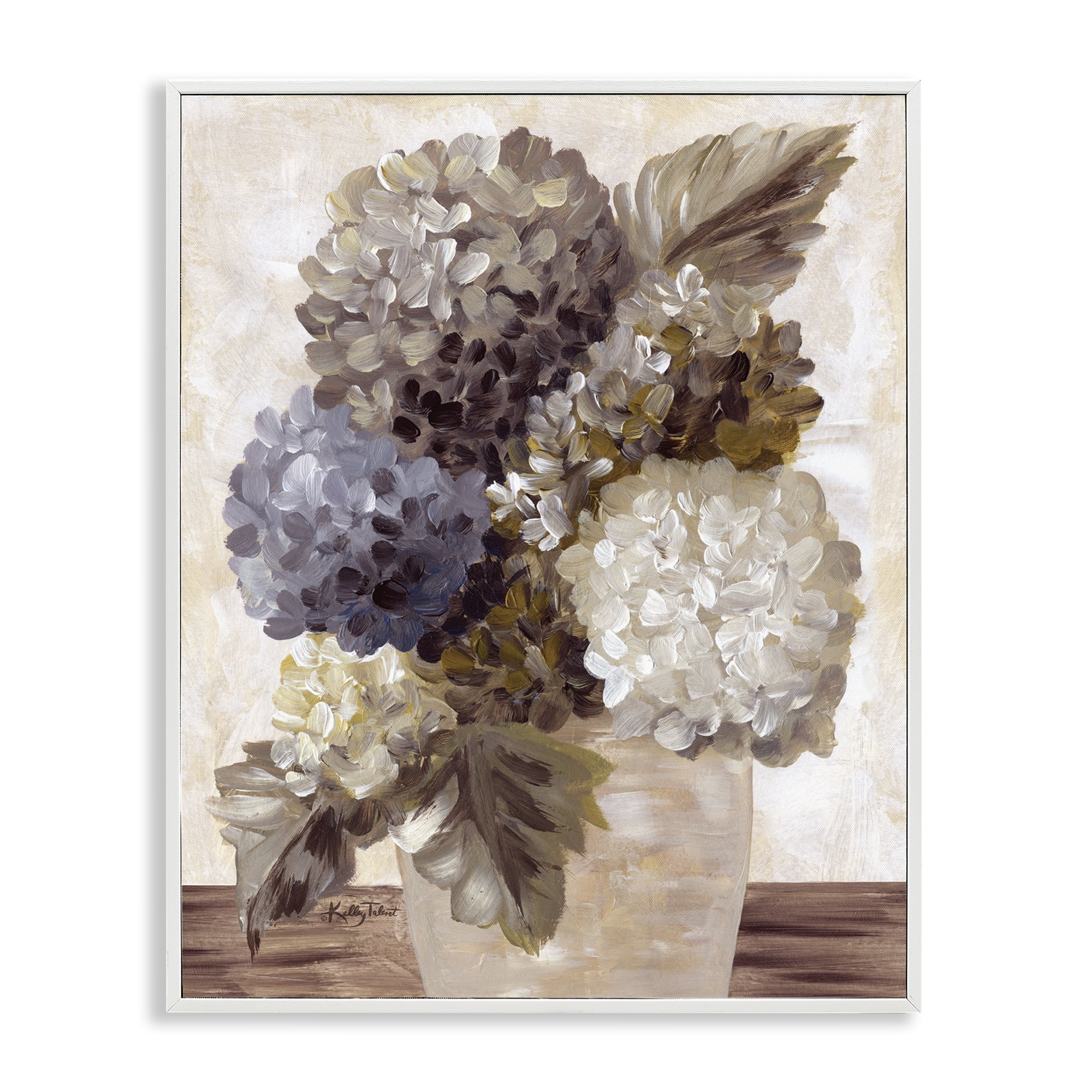 Stupell Industries Full Hydrangea Blooms Botanical & Floral Painting White Framed Art Print Wall Art, 11 x 14