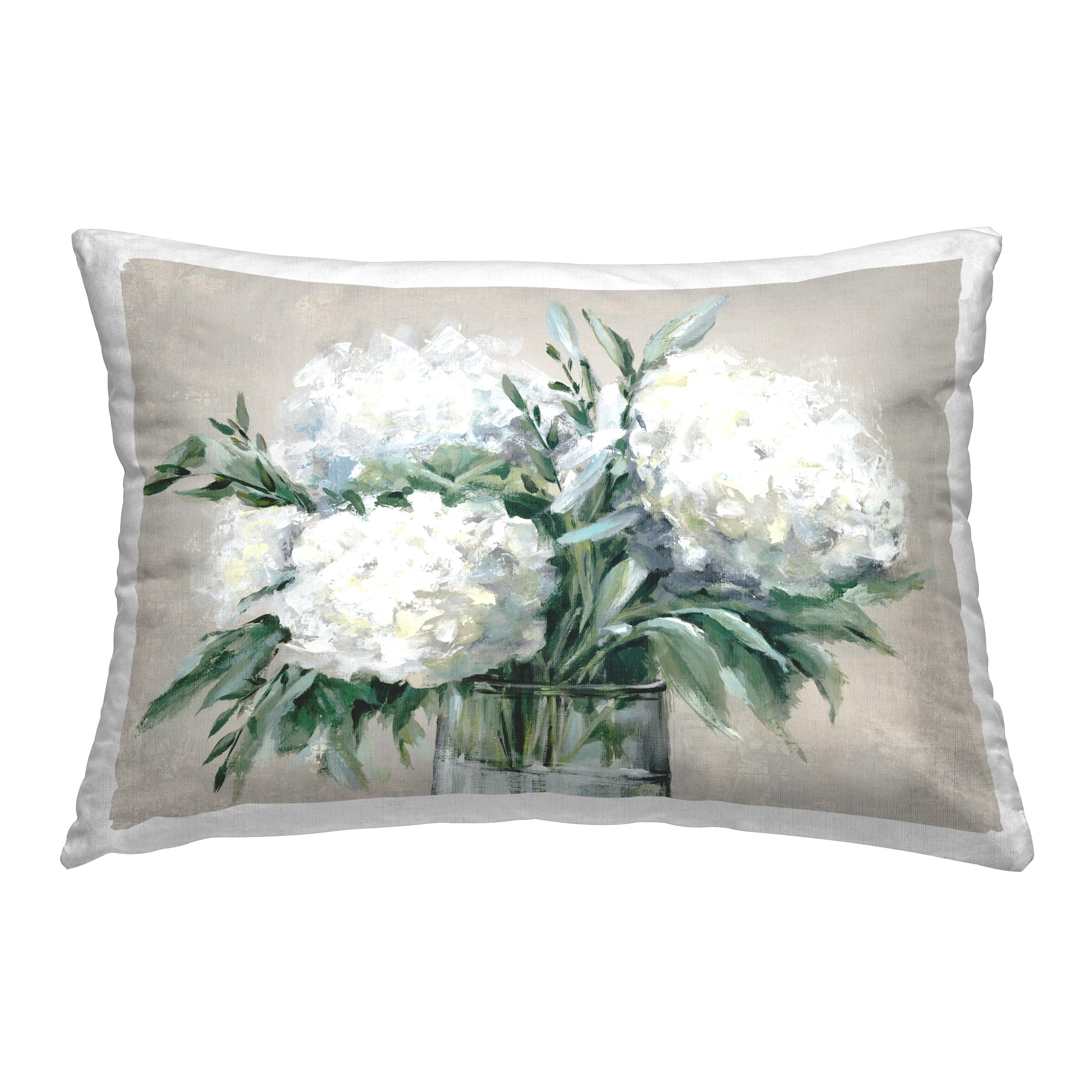 Stupell Industries Full Hydrangeas in White Decorative Printed Throw Pillow Design by Alex Black.