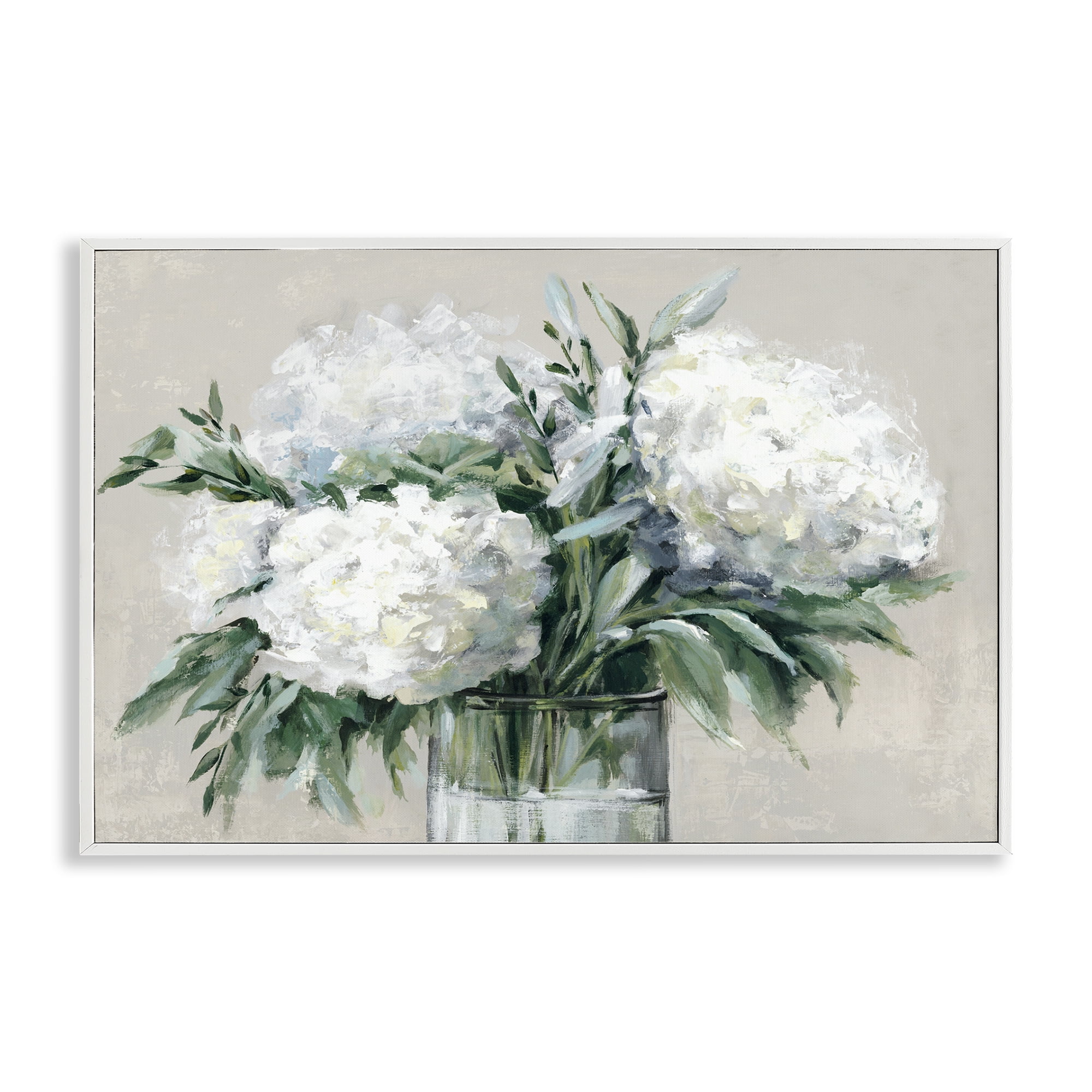 Stupell Industries Full Hydrangeas in White Plants & Flowers Painting White Framed Art Print Wall Art, 30 x 20