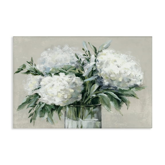 Stupell Industries Full Hydrangeas in White Plants & Flowers Painting Wrapped Canvas Art Print Wall Art, 24 x 16