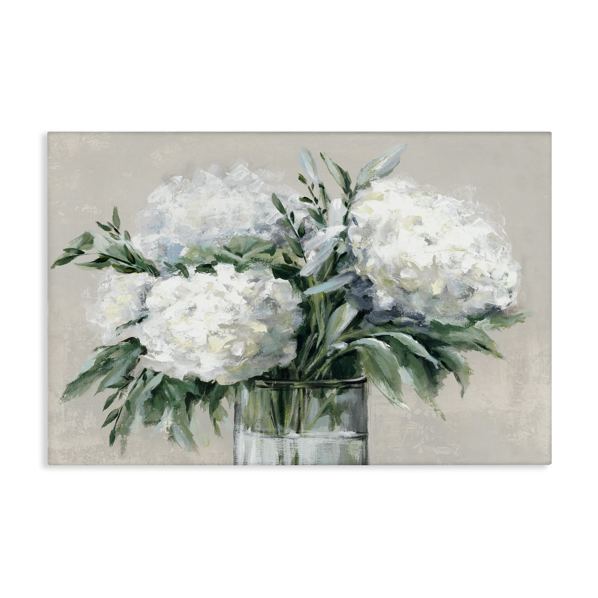 Stupell Industries Full Hydrangeas in White Plants & Flowers Painting Wrapped Canvas Art Print Wall Art, 30 x 20
