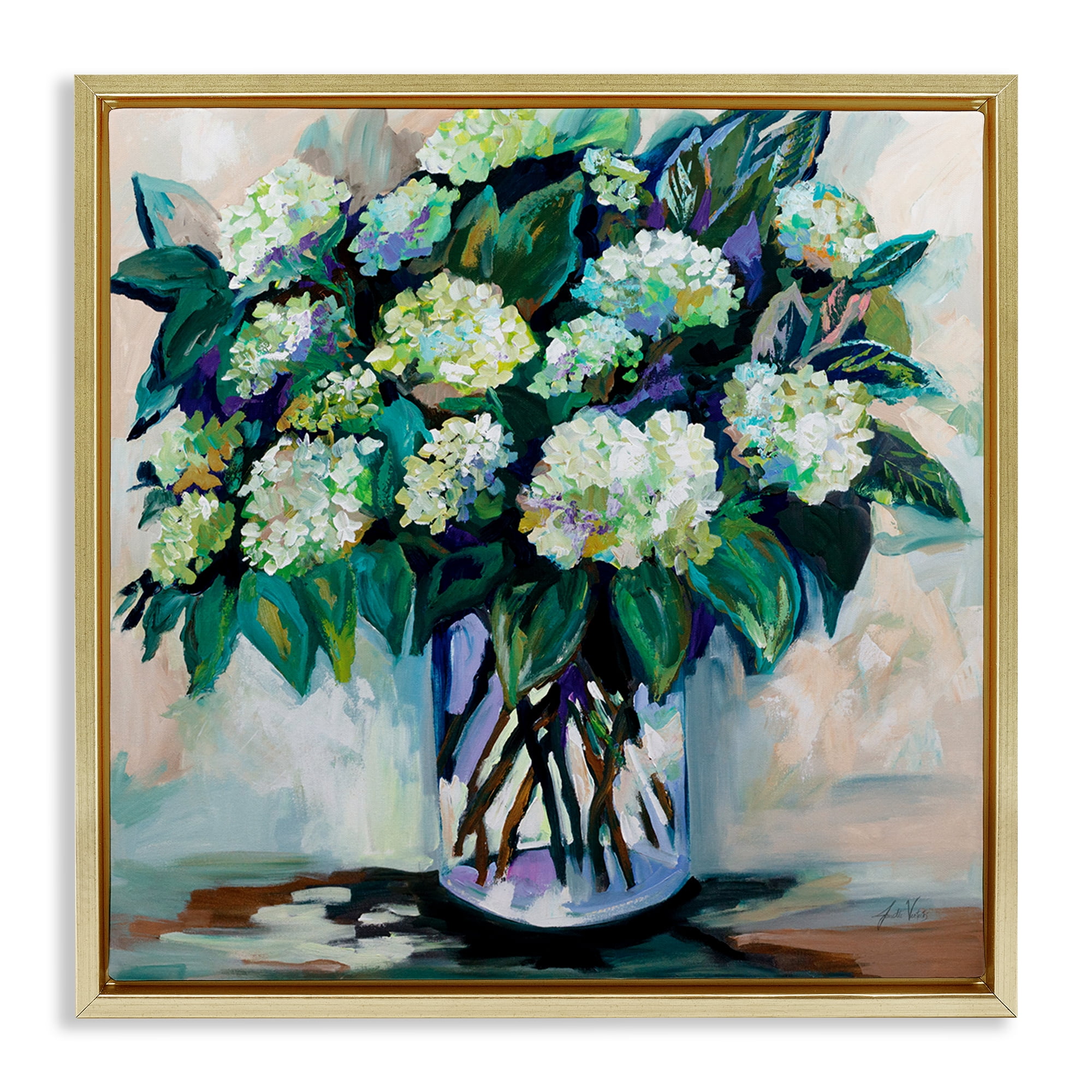 Stupell Industries Full Jaimes Bouquet Botanical & Floral Painting Gold Floater Framed Art Print Wall Art, 25 x 25
