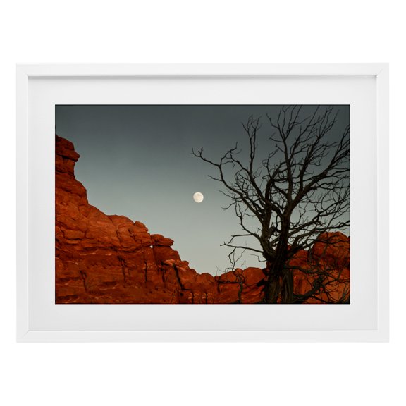 Stupell Industries Full Moon Canyon Photography White Framed Print Under Glass design by Sally Linden, 17 x 23