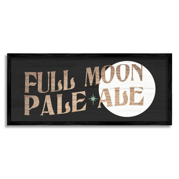 Stupell Industries Full Moon Pale Ale Rustic Moon Halloween Sign Graphic Art Black Framed Art Print Wall Art, Design by Daphne Polselli