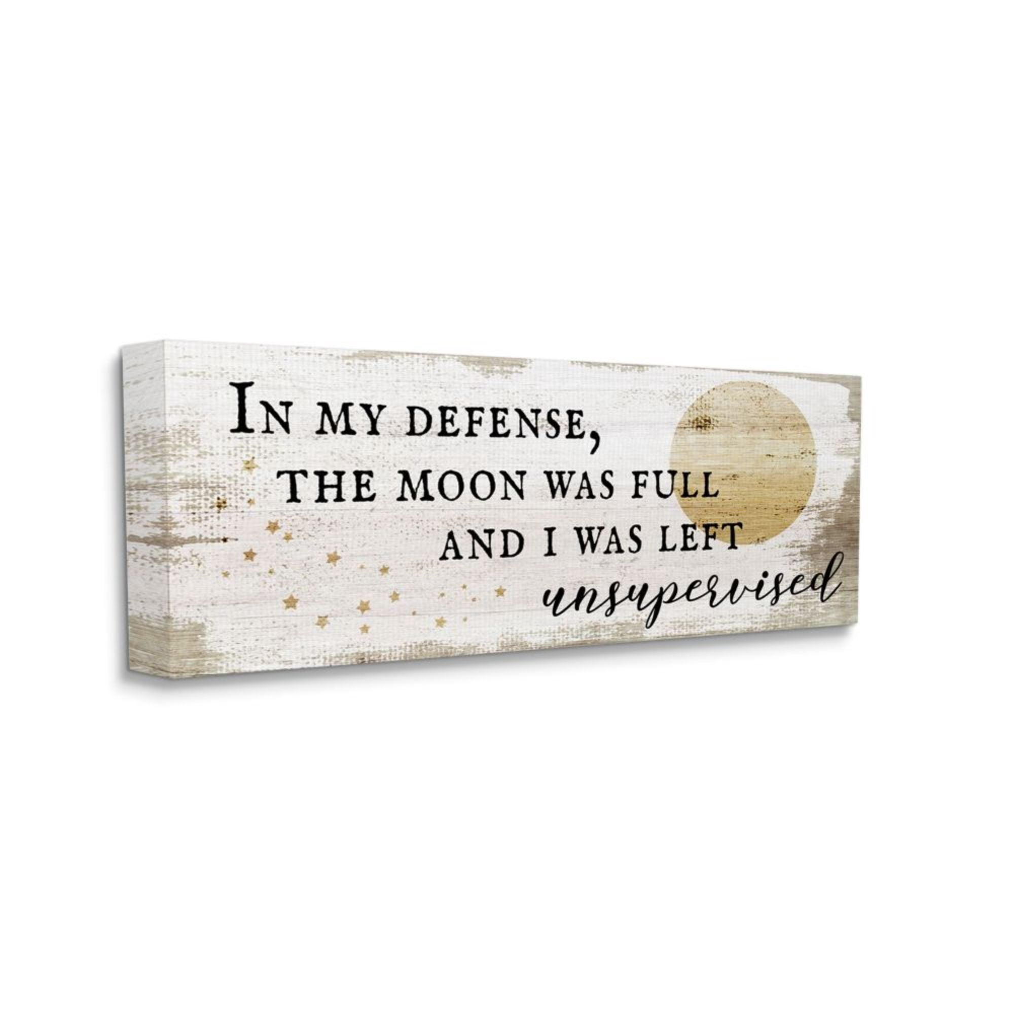 Stupell Industries Full Moon Unsupervised Phrase Rustic Halloween Charm Design by Daphne Polselli, 13" x 30"