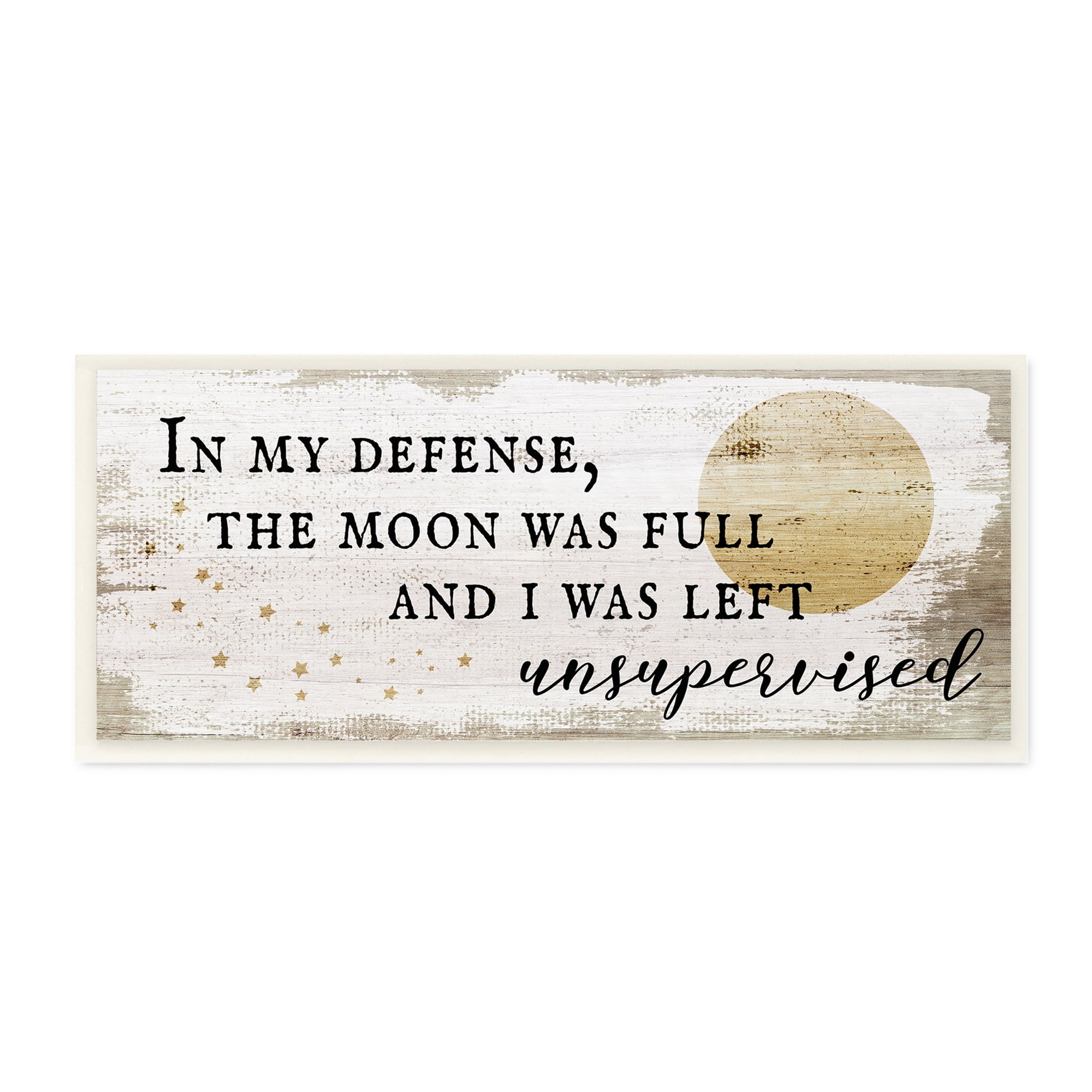 Stupell Industries Full Moon Unsupervised Phrase Rustic Halloween Charm Design by Daphne Polselli