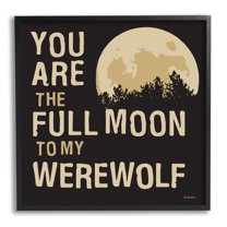 Stupell Industries Full Moon Werewolf Phrase Holiday Painting Black Framed Art Print Wall Art, 12 x 12