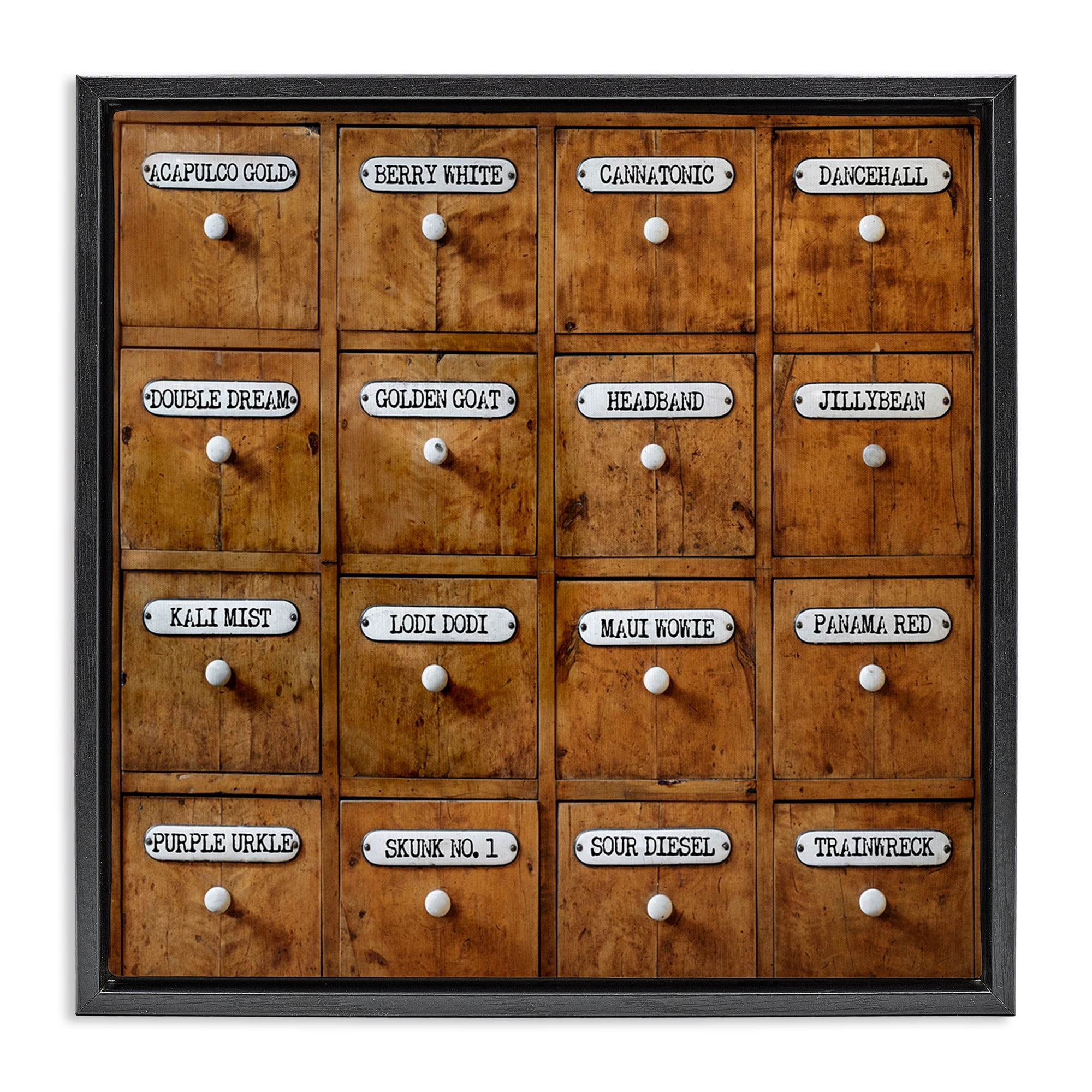 Stupell Industries Full Of Choices Cannabis Novelty & Humor Painting Black Floater Framed Canvas Art Print Wall Art, 25 x 25