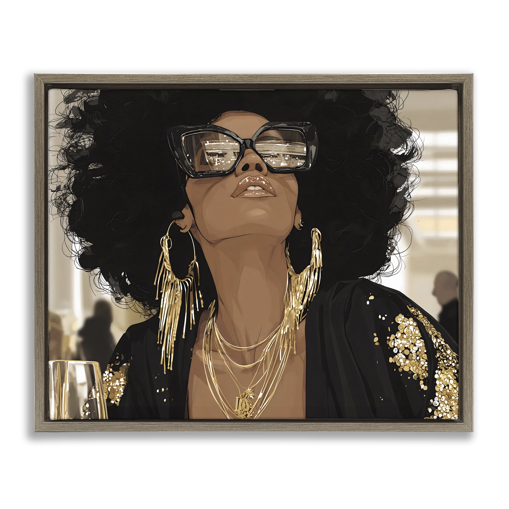 Stupell Industries Full Of Confidence Beautiful Woman Brown Framed Floater Canvas Wall Art, design by Franklyn Gregory