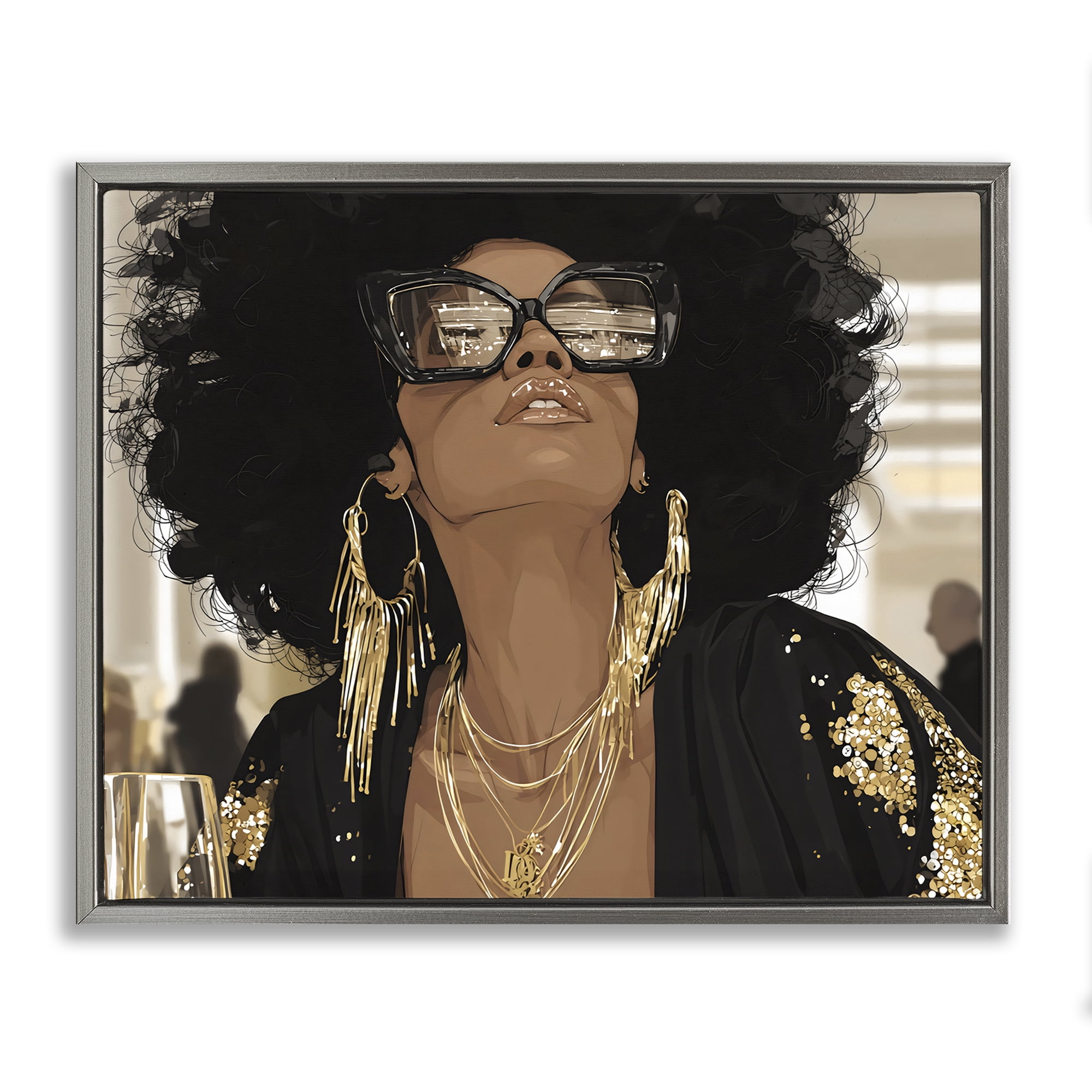 Stupell Industries Full Of Confidence Beautiful Woman Gray Framed Floater Canvas Wall Art, design by Franklyn Gregory