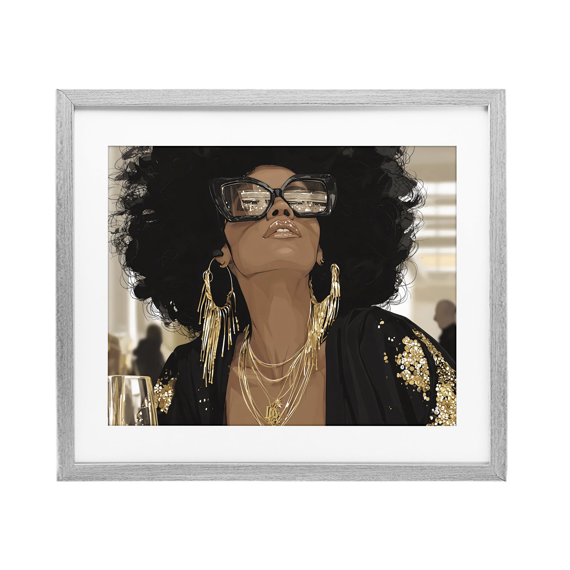 Stupell Industries Full Of Confidence Beautiful Woman Gray Framed Print Under Glass, design by Franklyn Gregory