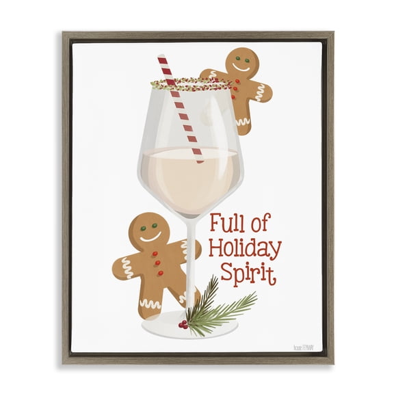 Stupell Industries - Full Of Holiday Spirits Brown Floating Frame Canvas Art, 25 x 31, Made In USA
