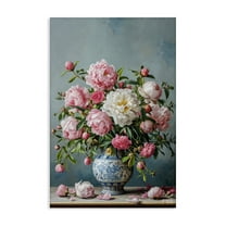 Stupell Industries Full Peonies Vase Botanical & Floral Painting Gallery Wrapped Canvas Art Print Wall Art, 16 x 24