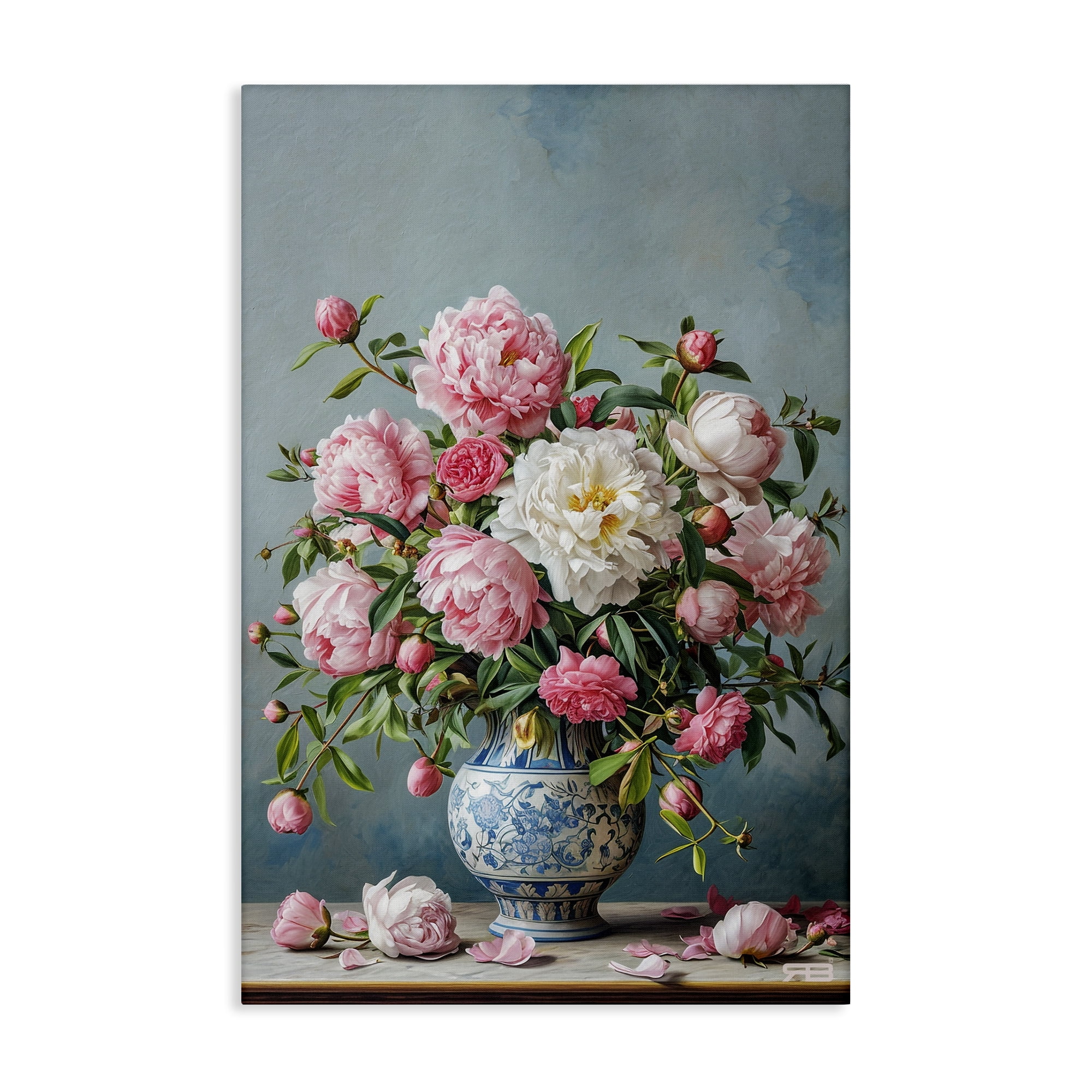 Stupell Industries Full Peonies Vase Botanical & Floral Painting Gallery Wrapped Canvas Art Print Wall Art, 30 x 45