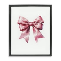 Stupell Industries Full Pink Ribbon Fashion Painting Black Floater Framed Canvas Art Print Wall Art, 17 x 21