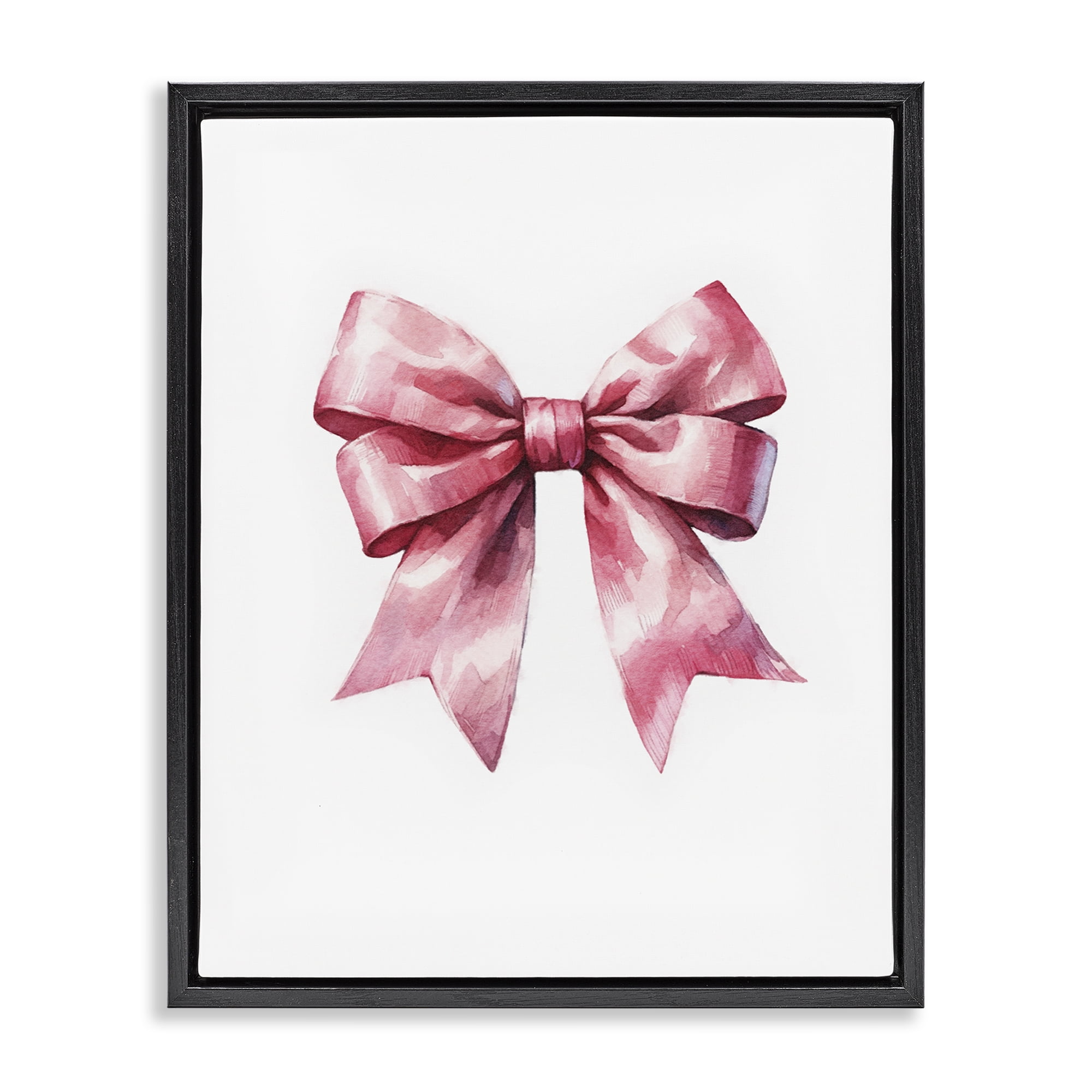 Stupell Industries Full Pink Ribbon Fashion Painting Black Floater Framed Canvas Art Print Wall Art, 25 x 31
