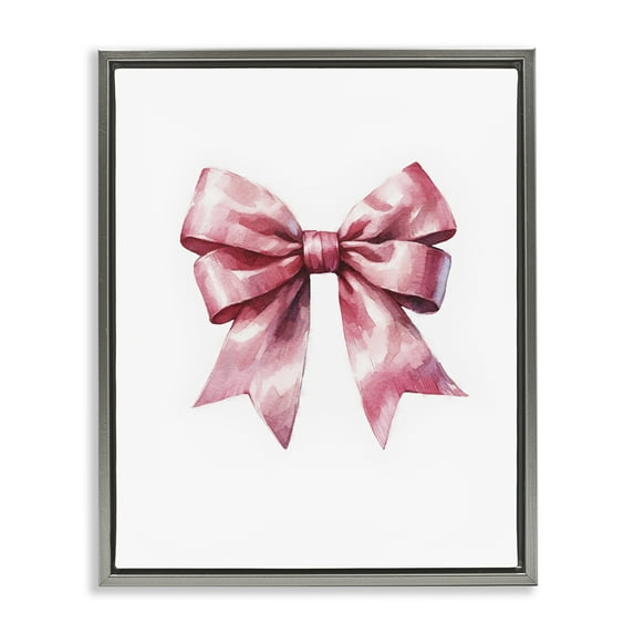Stupell Industries Full Pink Ribbon Fashion Painting Gray Floater Framed Canvas Art Print Wall Art, 17 x 21