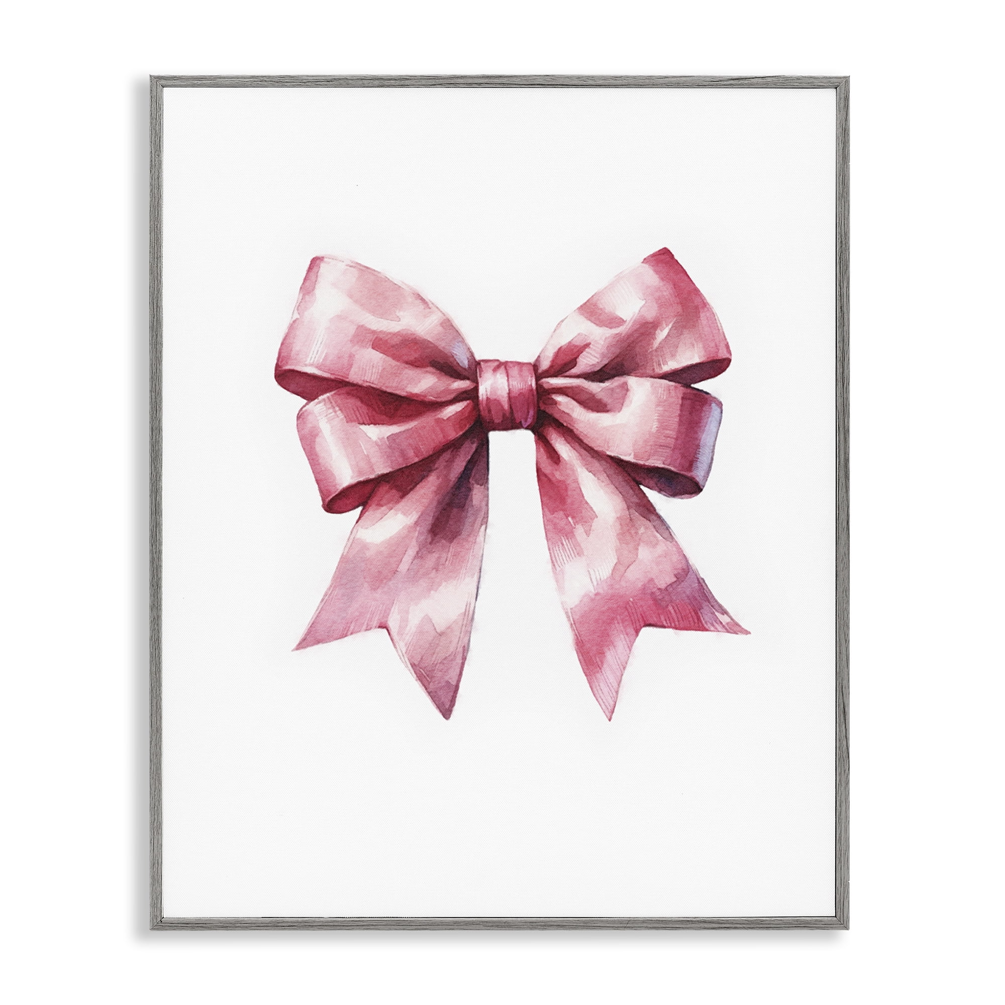 Stupell Industries Full Pink Ribbon Fashion Painting Gray Framed Art Print Wall Art, 11 x 14