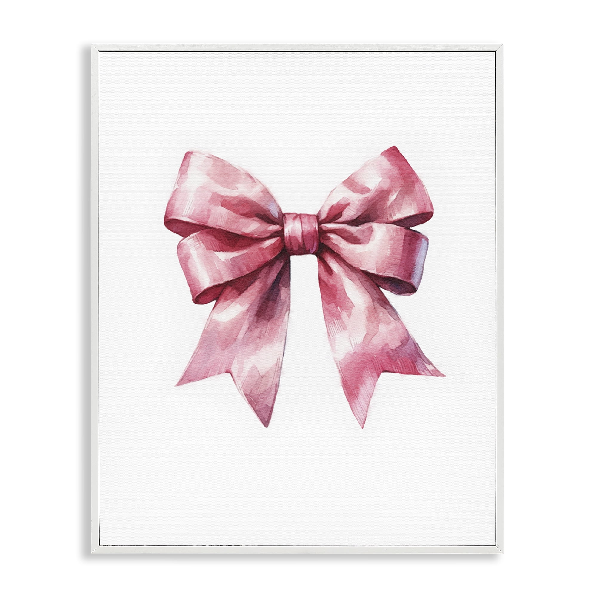 Stupell Industries Full Pink Ribbon Fashion Painting White Framed Art Print Wall Art, 11 x 14