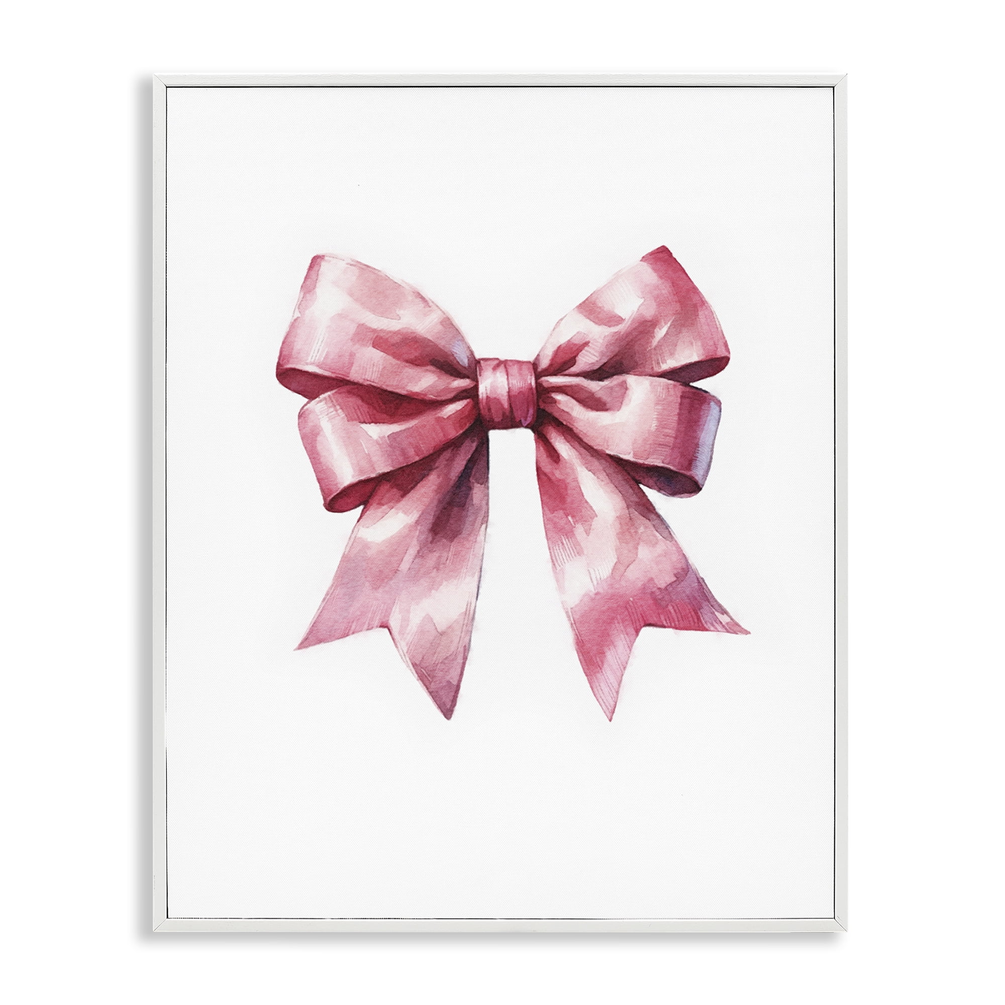 Stupell Industries Full Pink Ribbon Fashion Painting White Framed Art Print Wall Art, 16 x 20