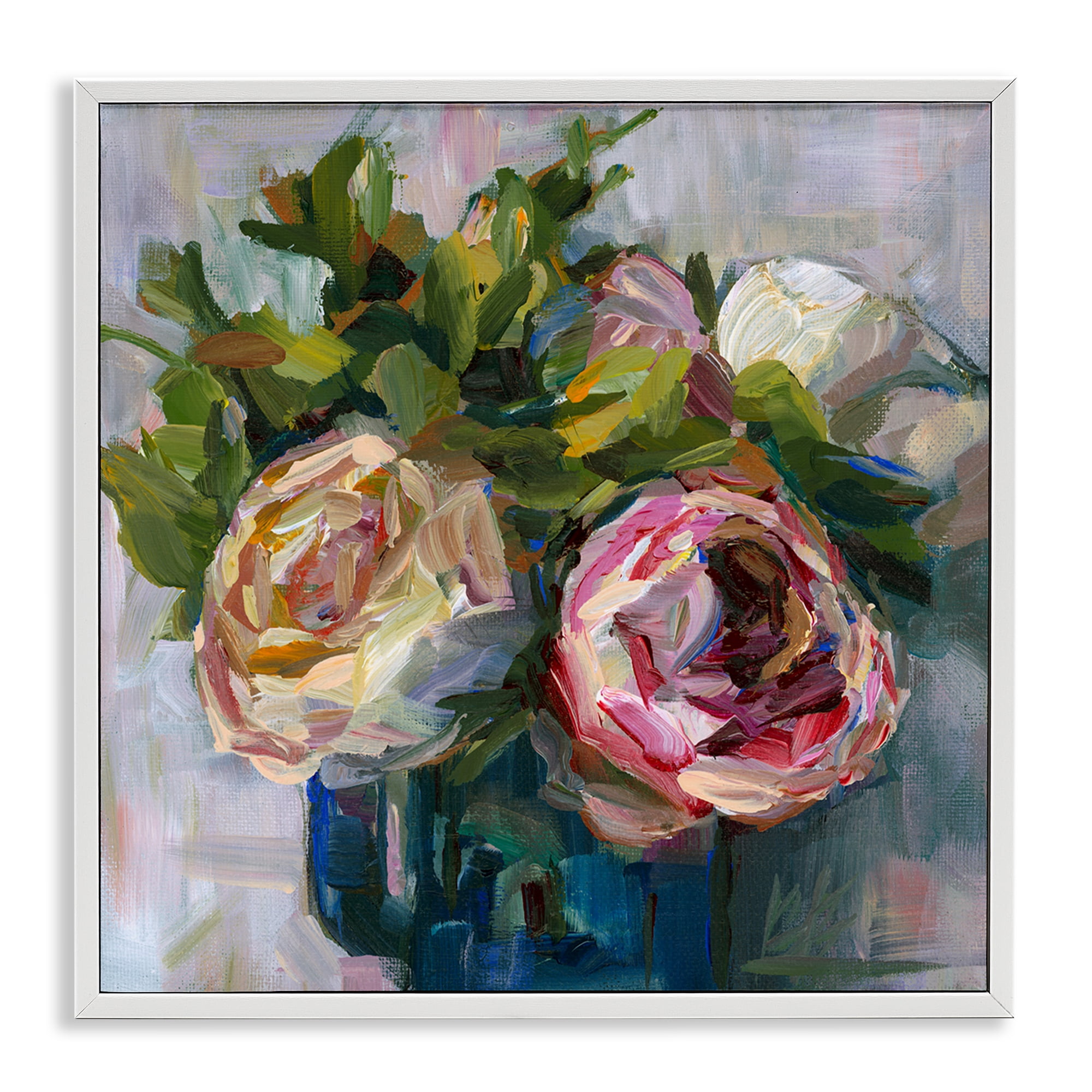 Stupell Industries Full Ranunculus Blooms Botanical & Floral Painting White Framed Art Print Wall Art, 24 x 24