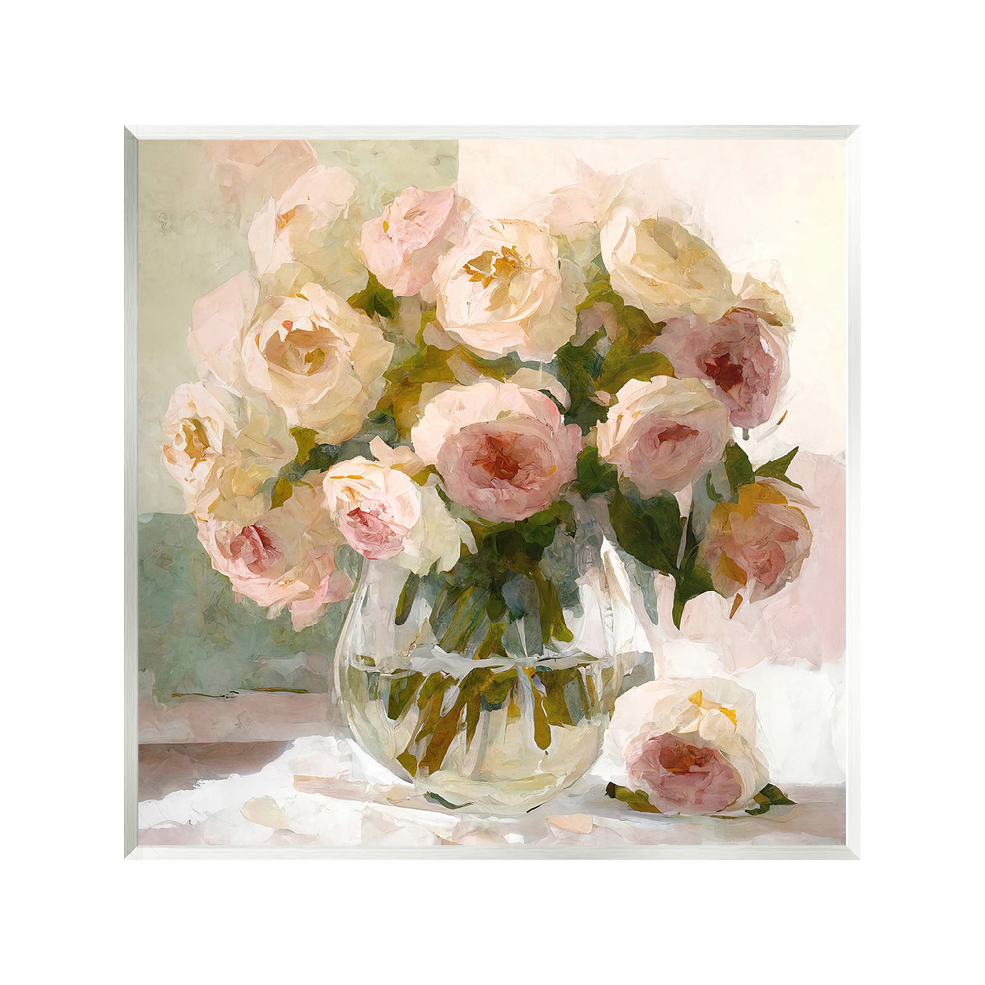 Stupell Industries Full Rose Blossoms Botanical & Floral Painting Unframed Art Print Wall Art, 12 x 12