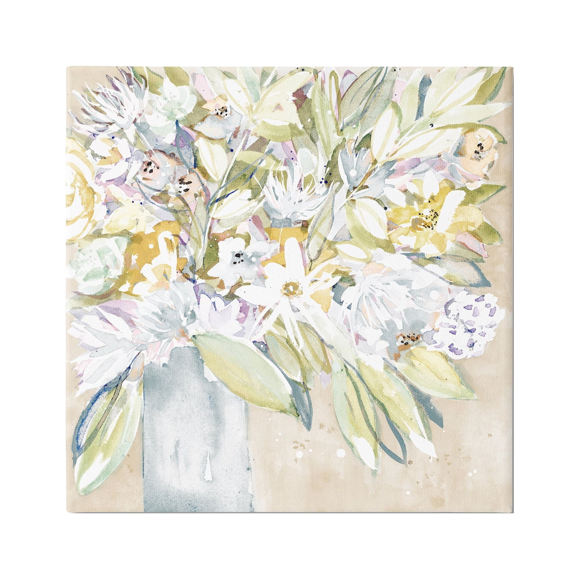 Stupell Industries Full Varied Floral Arrangement White Petals Vase Painting Gallery Wrapped Canvas Print Wall Art, Design by Krinlox
