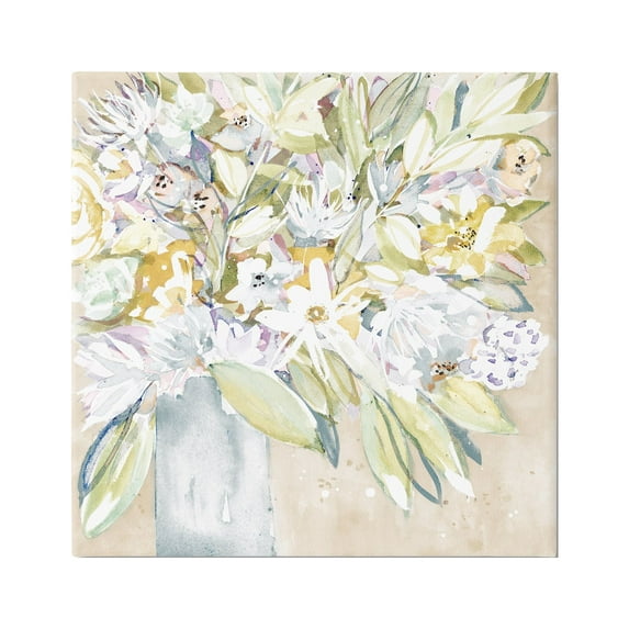 Stupell Industries Full Varied Floral Arrangement White Petals Vase Painting Gallery Wrapped Canvas Print Wall Art, Design by Krinlox