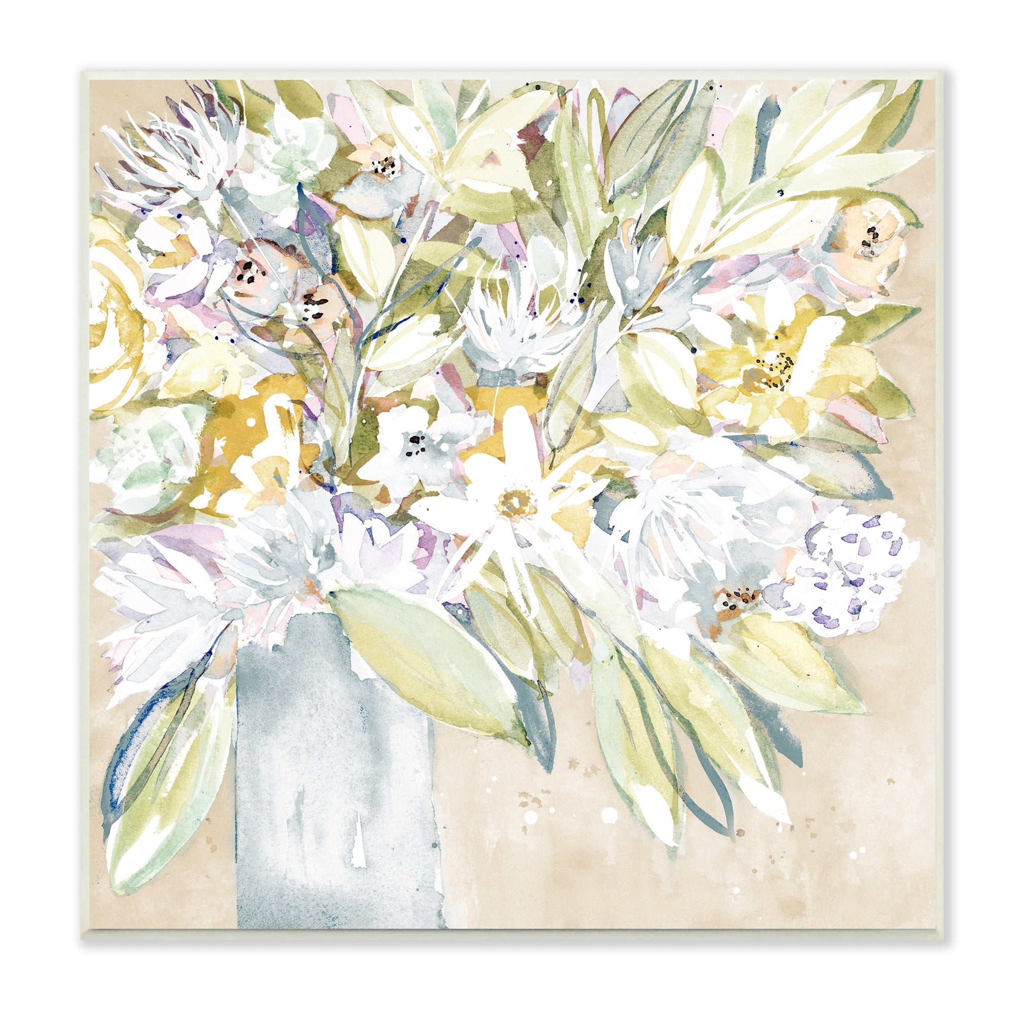 Stupell Industries Full Varied Floral Arrangement White Petals Vase Painting Unframed Art Print Wall Art, Design by Krinlox