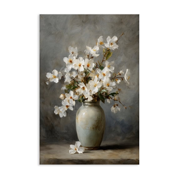 Stupell Industries French Country Full White Flowers in Vase Canvas Art, 24 x 36, by Petals Prints Design