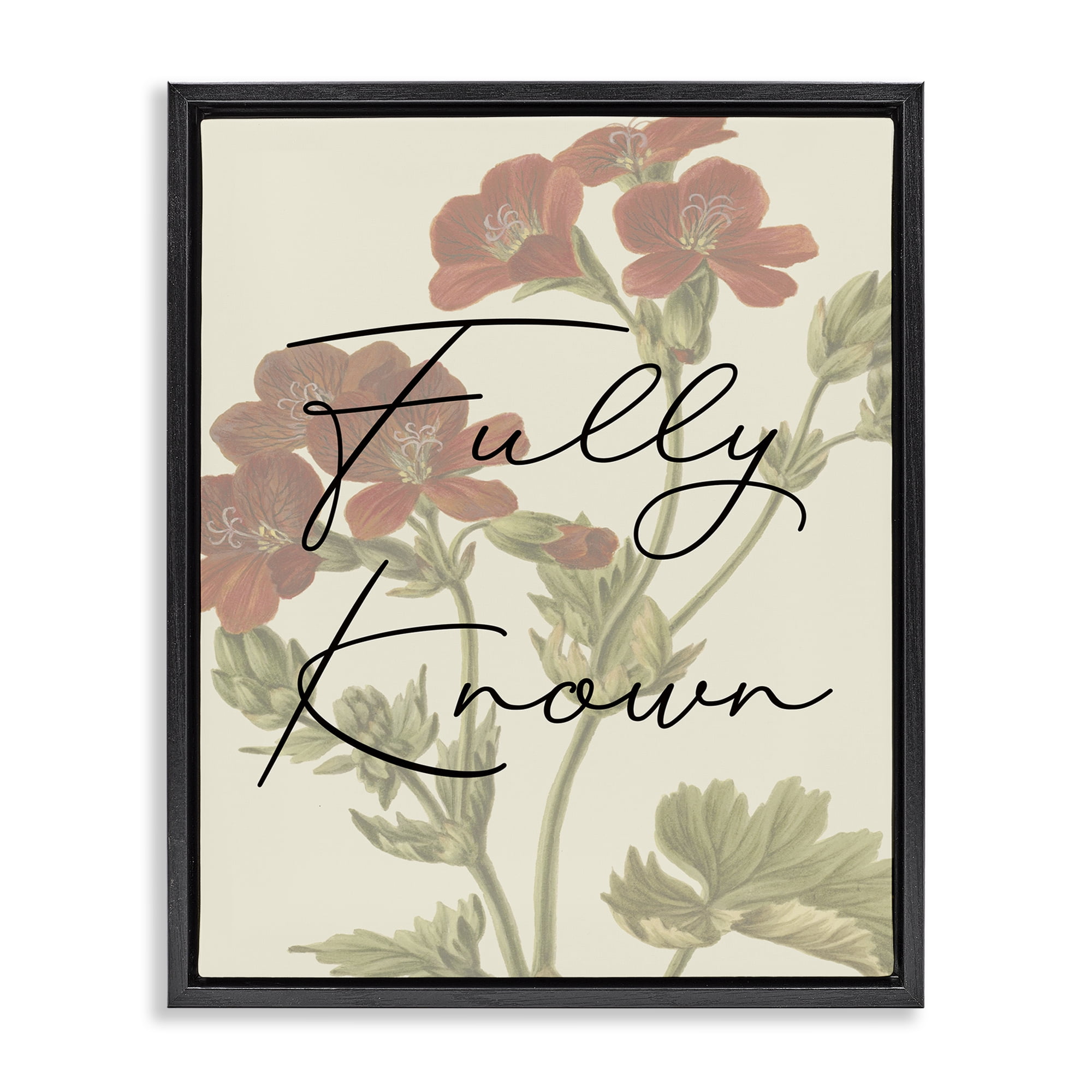 Stupell Industries Fully Known on Floral Plants & Flowers Painting Black Floater Framed Canvas Art Print Wall Art, 25 x 31