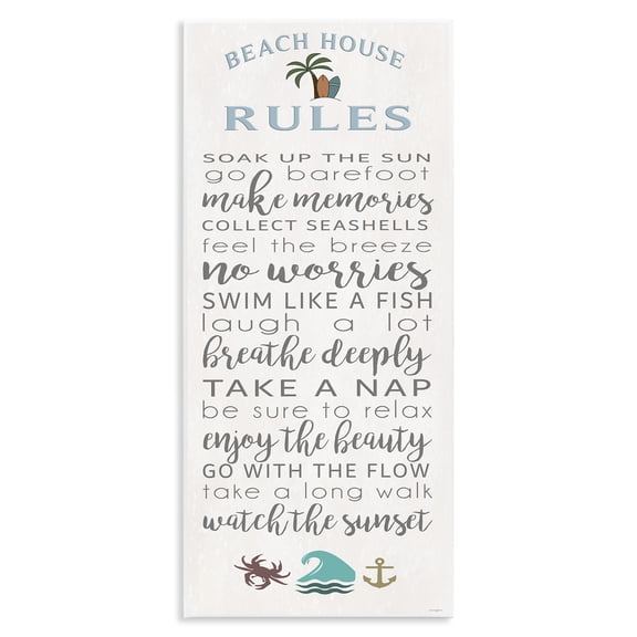 Stupell Industries Fun Activities Beach House Rules Signs and Rules Painting Unframed Art Print Wall Art, 7 x 17